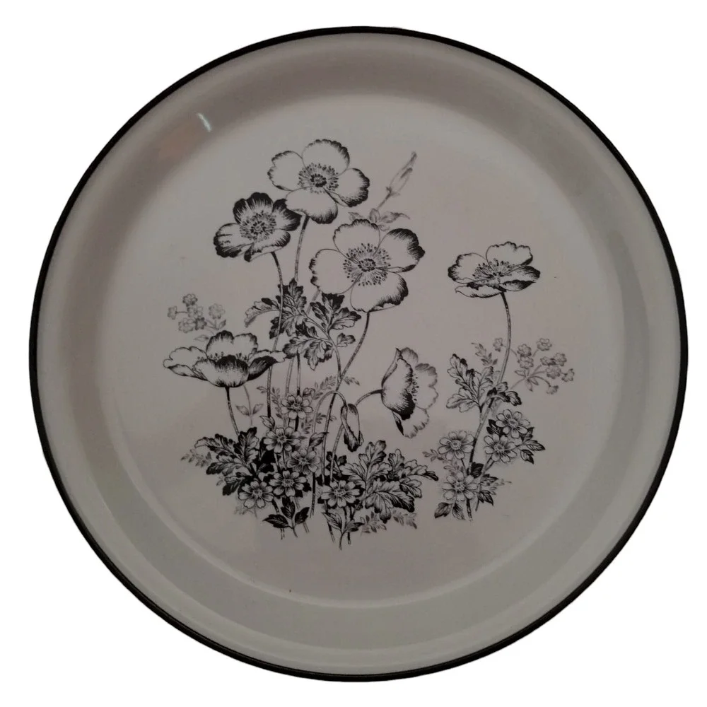 Royal Prestige Blackwood Genuine Stone Ware Floral Plate Japan 9810 Vintage